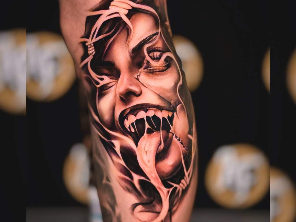 Screaming Vampire Face – Tattoo von Artefact Tattoo